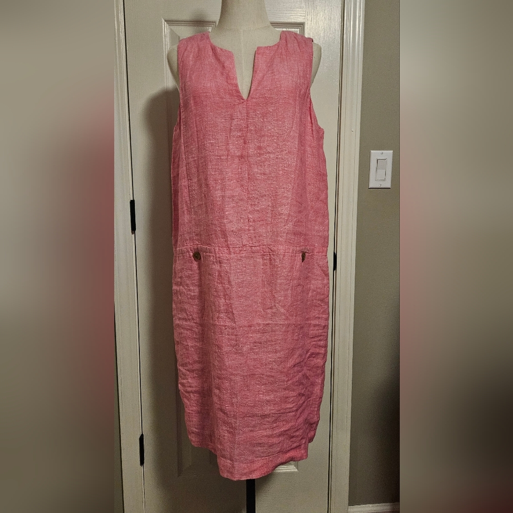 NWT J. McLaughlin Rue Dress: Linen/sleeveless: Color- Peony: Size-Large - Picture 3 of 14